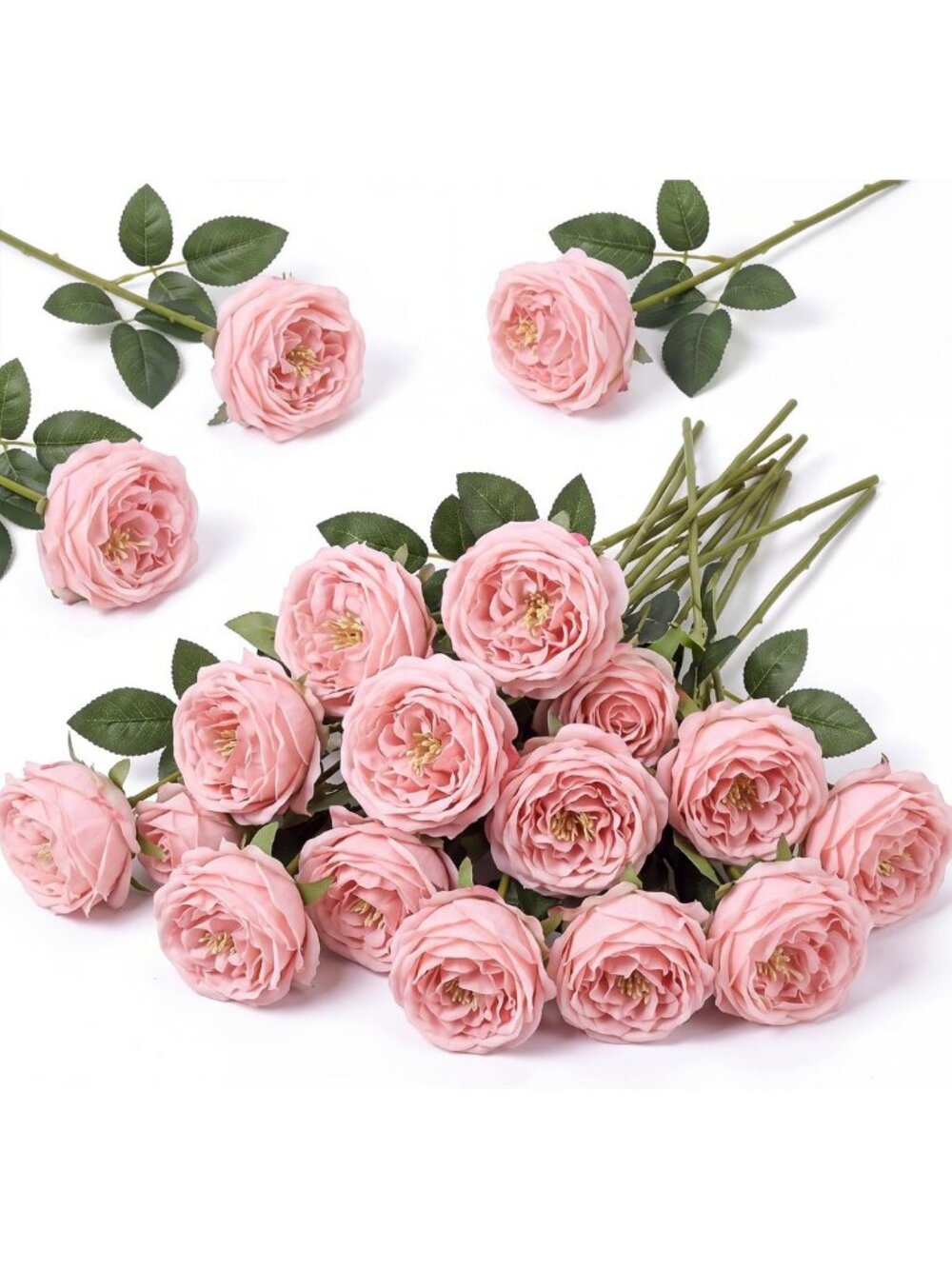 20 Pcs Pink Peonies Artificial Flowers - Realistic Faux Floral Decor for Home